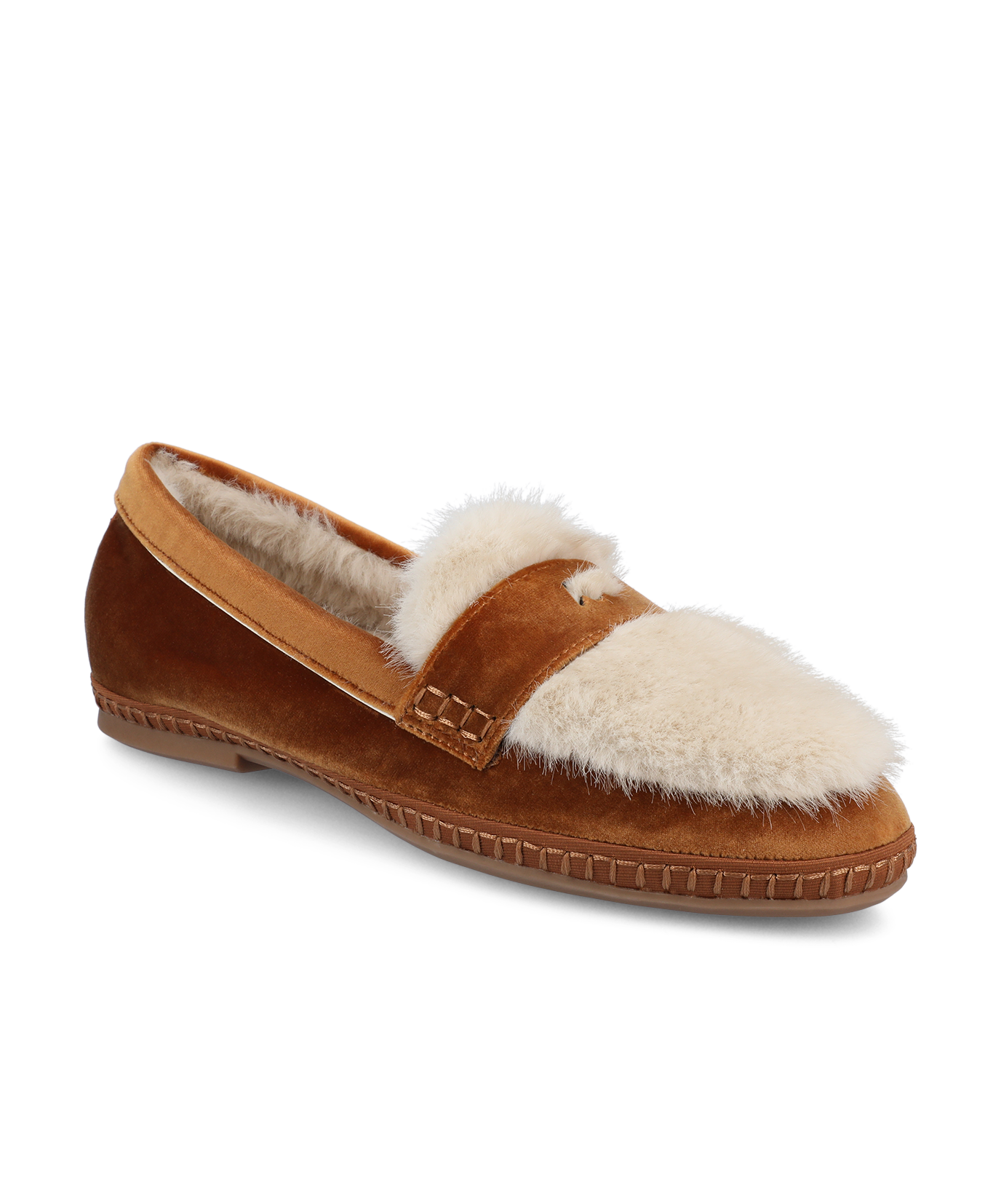 Image of The Heron Loafer Cozy - Tan Velvet Faux Fur