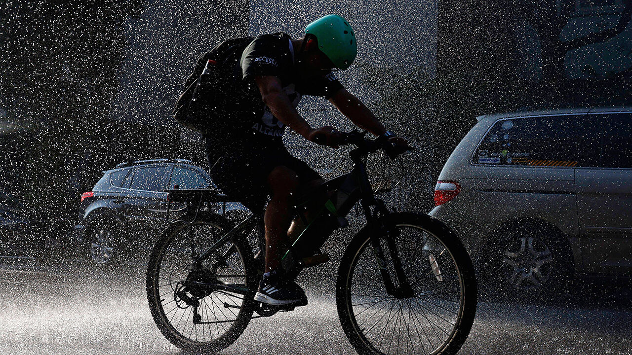 A cyclist in New York City.