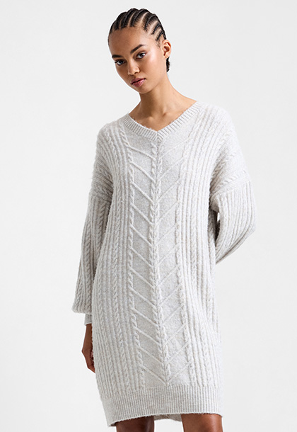 Marine Cable Knit Jumper Dress