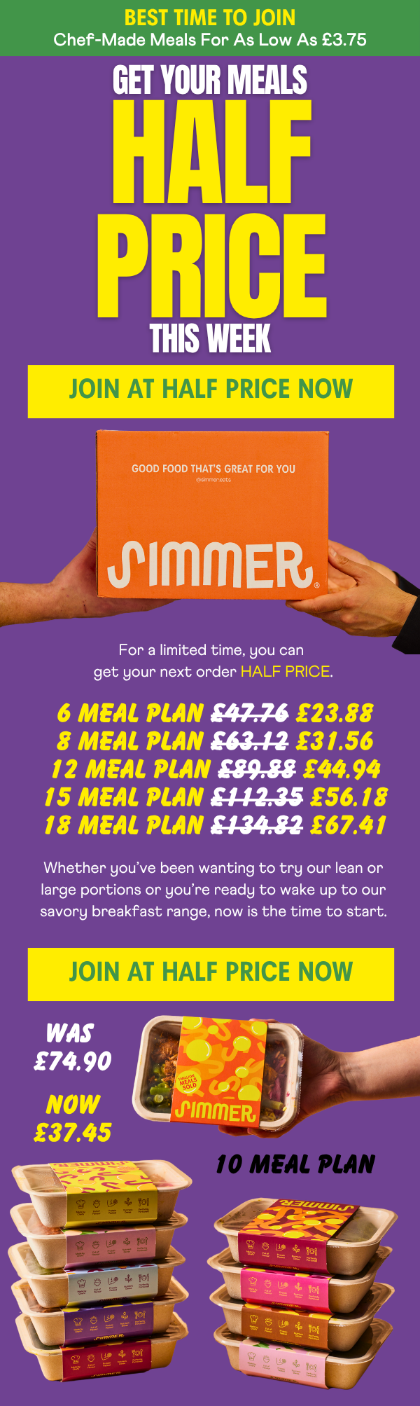 Get half price meals this week