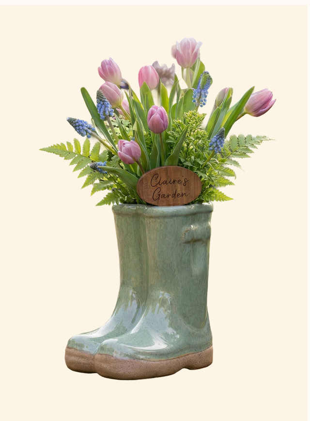 Personalised Green Wellington Planter