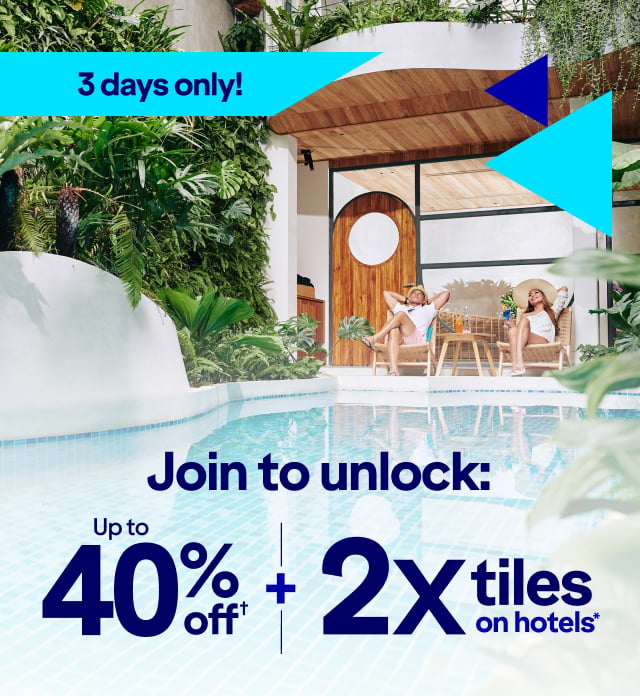 Earn 2X tiles on hotels* | 3 days only! Click here to learn more.