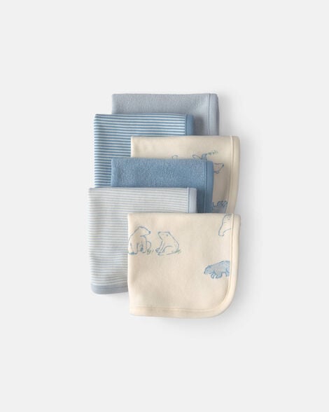 Image of Baby 6-Pack Bear Terry Washcloths - Blue