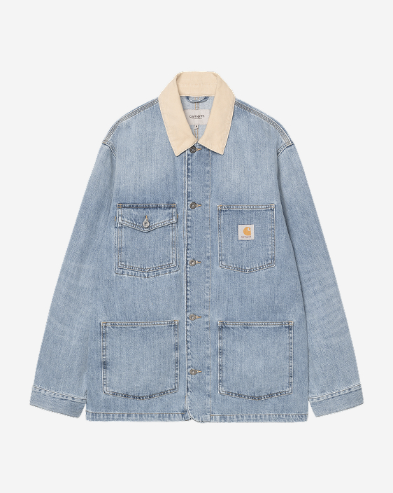 Carhartt WIP Warren Chore Coat | Blue / Dusty Hamilton Brown (Burst Washed)