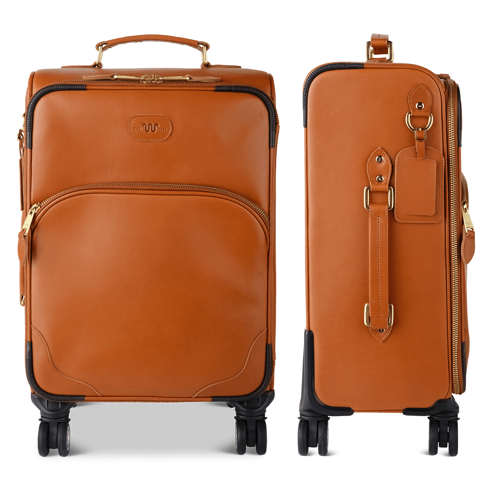 Leather Carry-on Rolling Suitcase