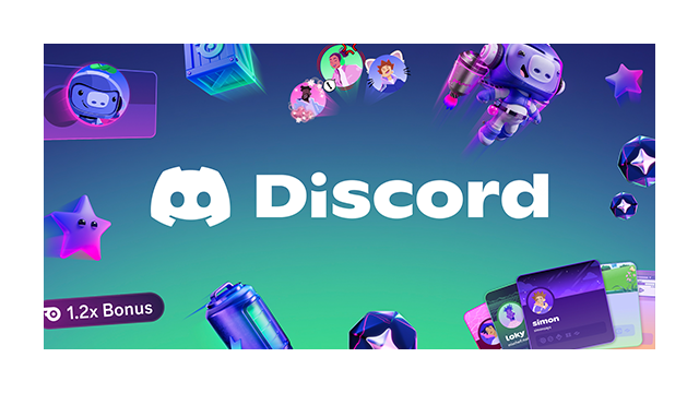 The Discord logo surrounded by stars, Orb drops, and Quest bonuses.