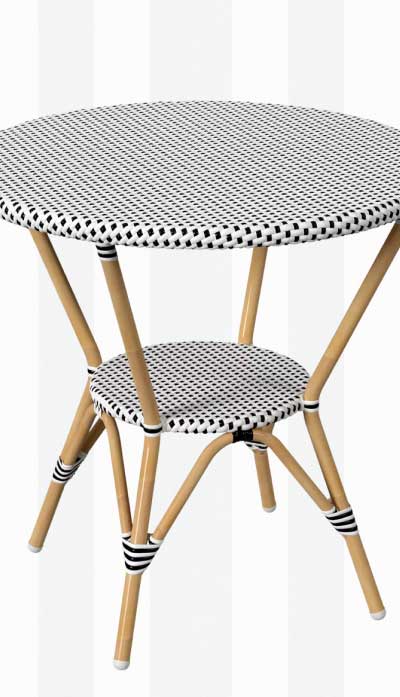 Lily French Country Black Woven Rattan Round Outdoor Bistro Table - 30