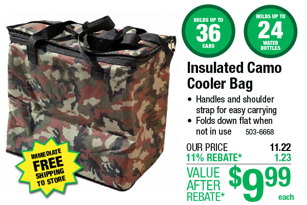 Insulated Camo Cooler Bag - ONLY $9.99 After Rebate*!