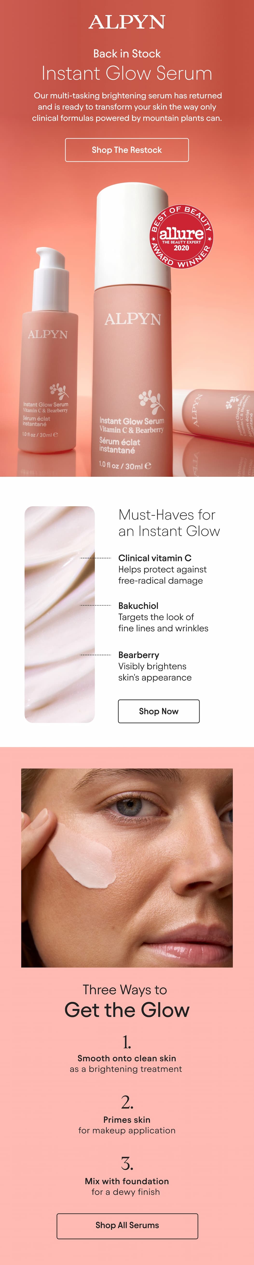 Instant Glow Serum is back in stock