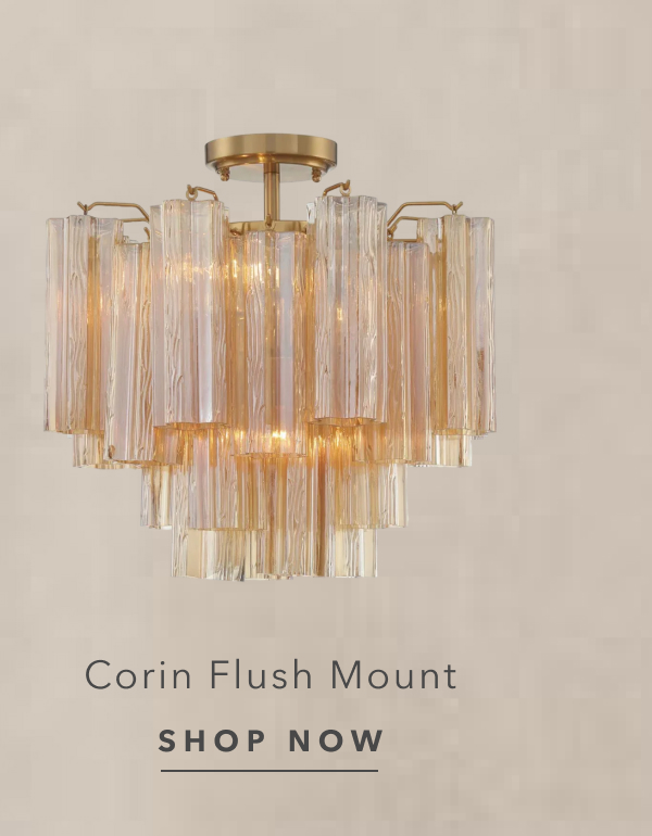 Corin Traditional Amber Glass Aged Brass 4 Light Semi Flush Mount