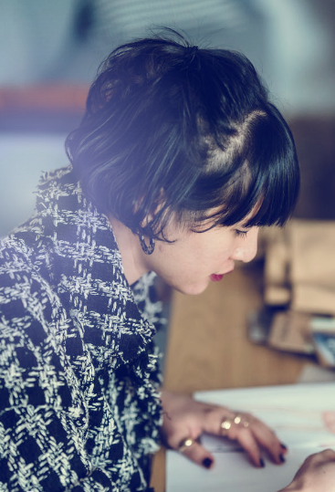 Student sitting at a table studying