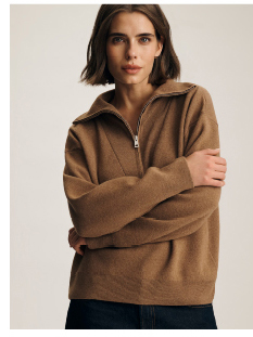 Women's Half Zip Waffle Sweater Kelp