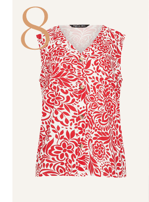 M&Co Red Floral Button Front Vest Top