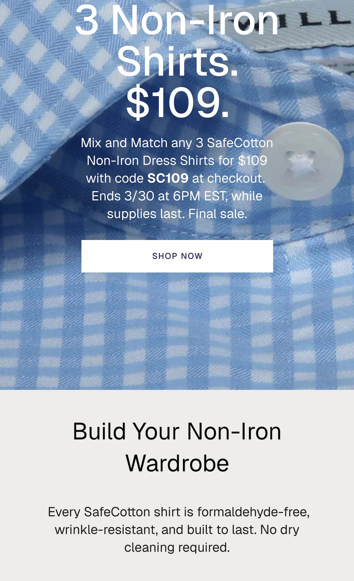3 Non-Iron Shirts. $109.