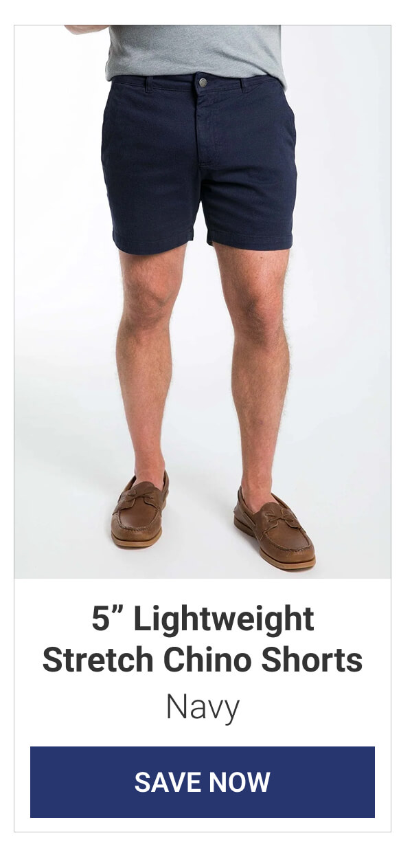 Navy 5" Lightweight Stretch Chino Shorts