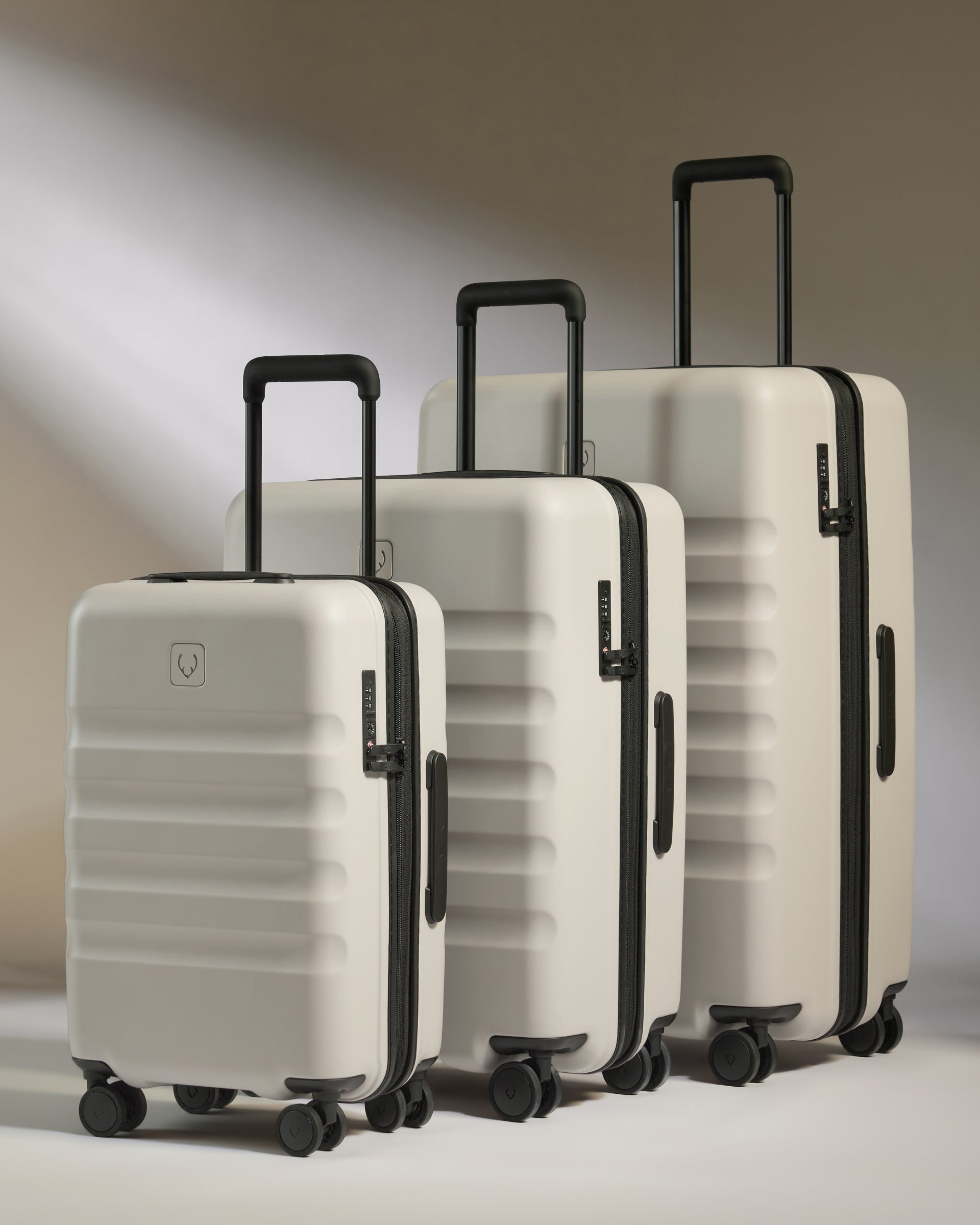 Image of Expandable Carry-on Luggage Set in Taupe - Icon Stripe