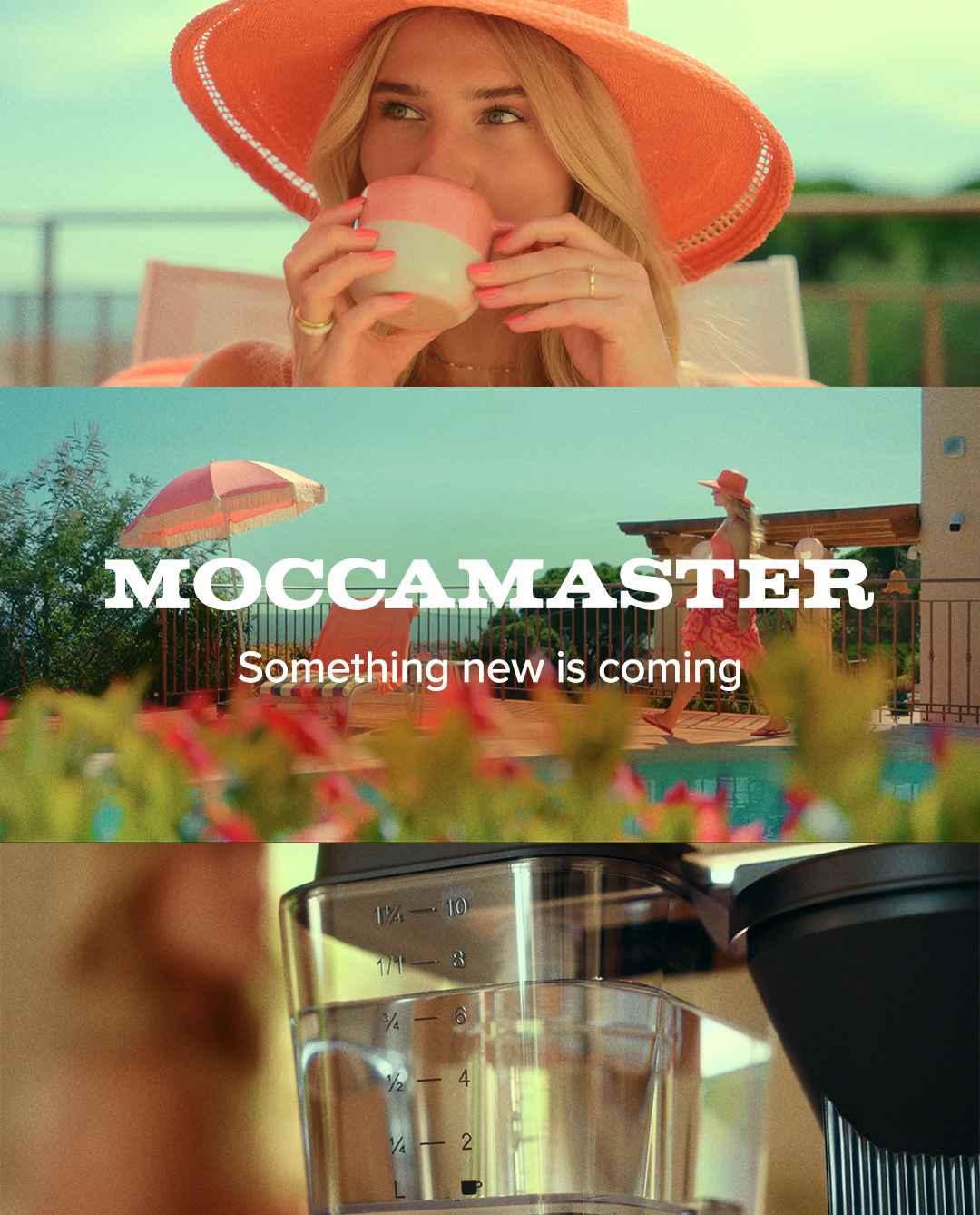 an image of a woman in a hat drinking from a blender
