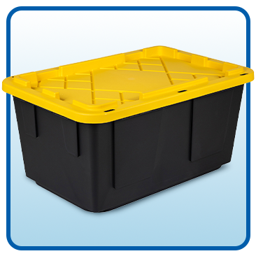 Greenmade Storage Bin with Lid, 27-Gallon, Black and Yellow