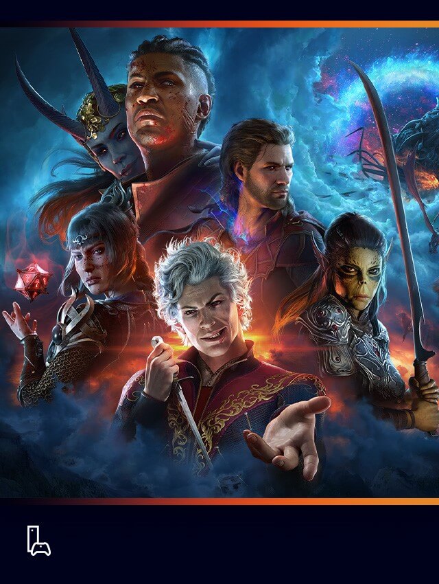 Key art for Baldur’s Gate 3 featuring key characters. Icon for console.