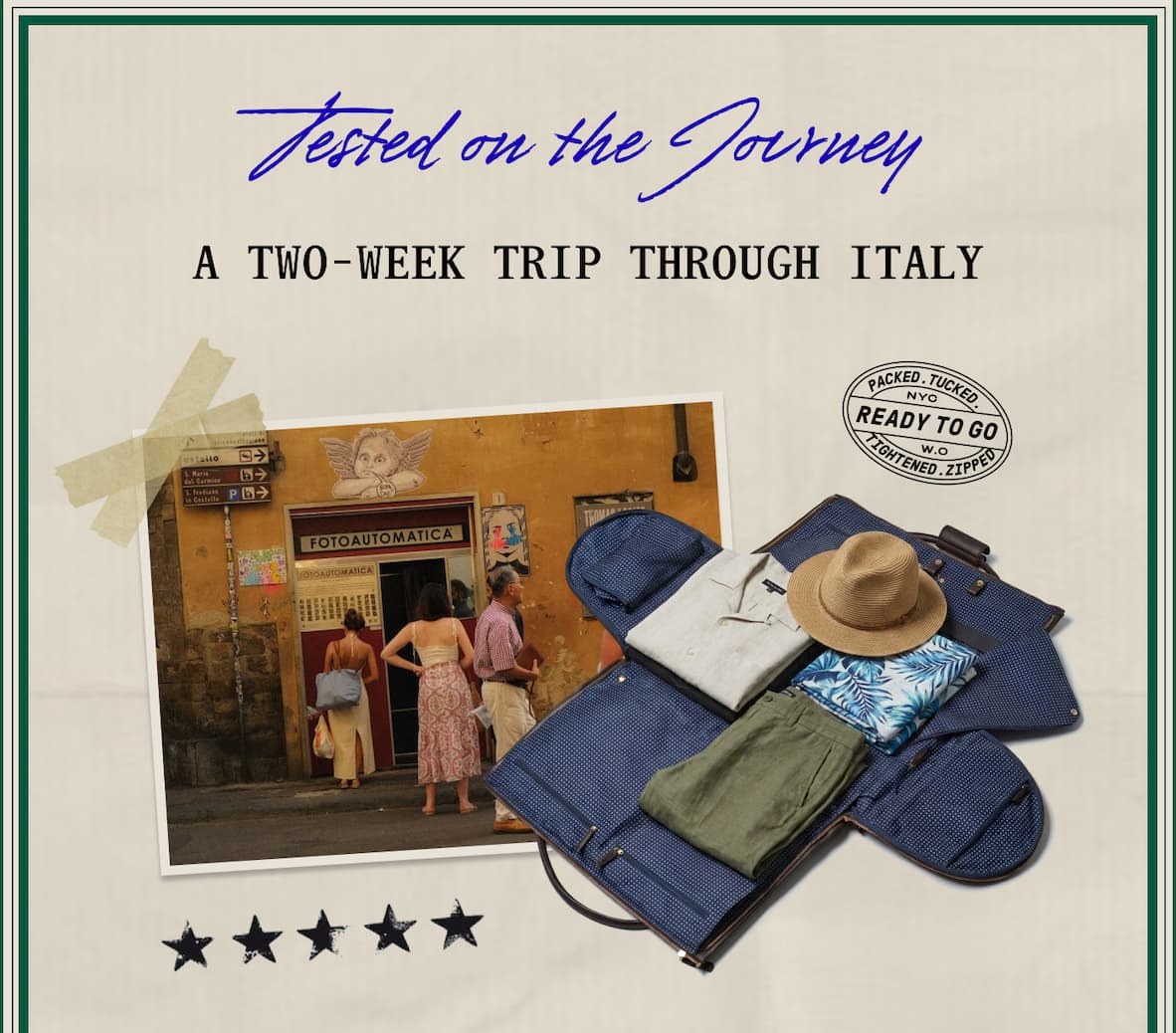 TESTED ON THE JOURNEY A TWO-WEEK TRIP THROUGH ITALY - 