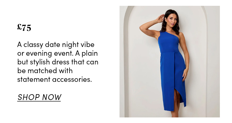 One Shoulder Split Detail Midi Dress in Blue