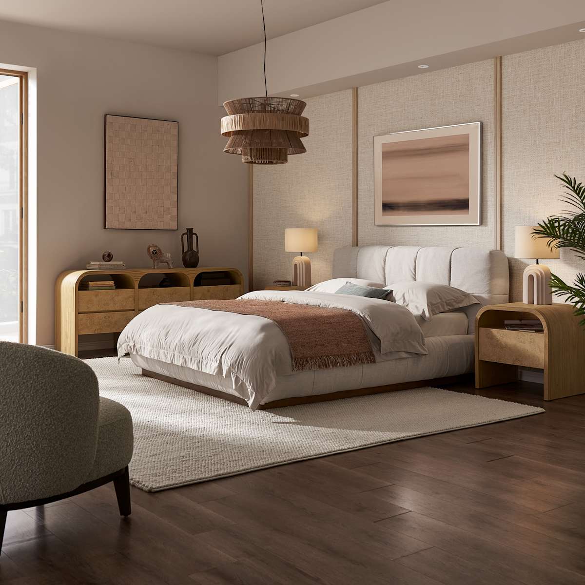 Image of Esmee King Size Bed, (Performance Anderson) Cream