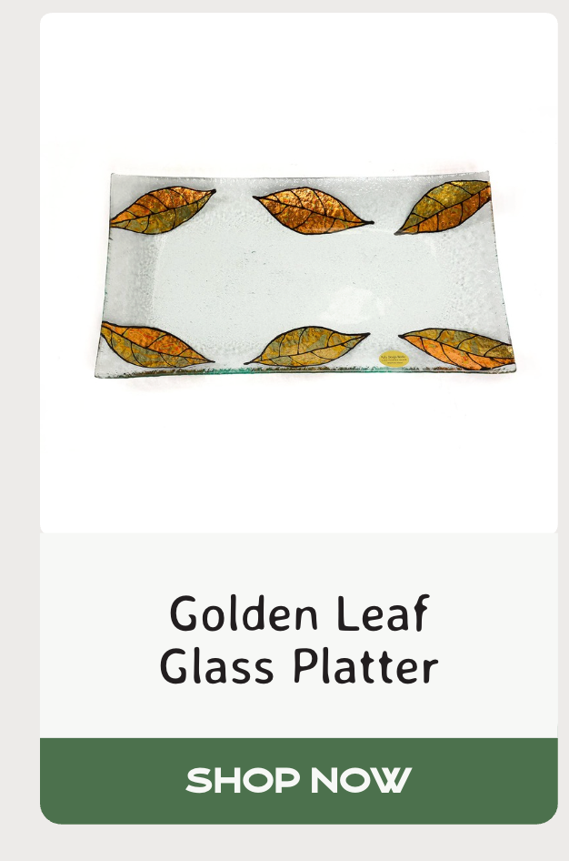 Golden Leaf Glass Platter