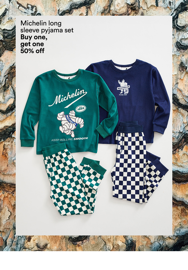 Michelin long sleeve pyjama set            Buy one,            get one            50% off
