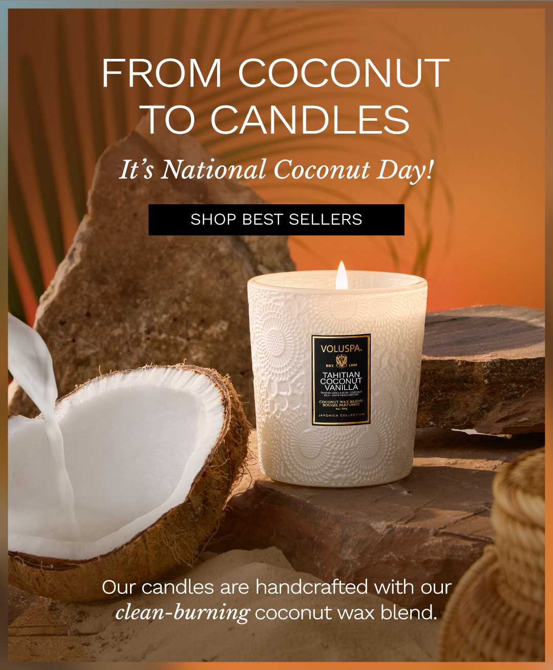 From coconuts to candles. It's National Coconut Day! Shop Best Sellers. Our candles are handcrafted with our clean-burning coconut wax blend.