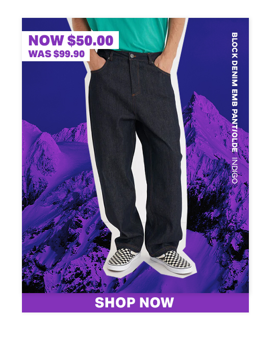 BLOCK DENIM EMB PANT/OLDE INDIGO