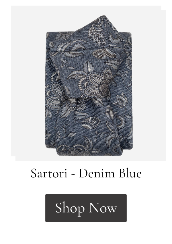 Denim blue Italian silk tie