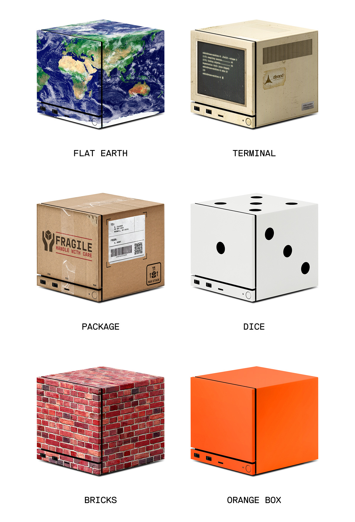 Flat Earth, Terminal, Package, Dice, Bricks, Orange Box