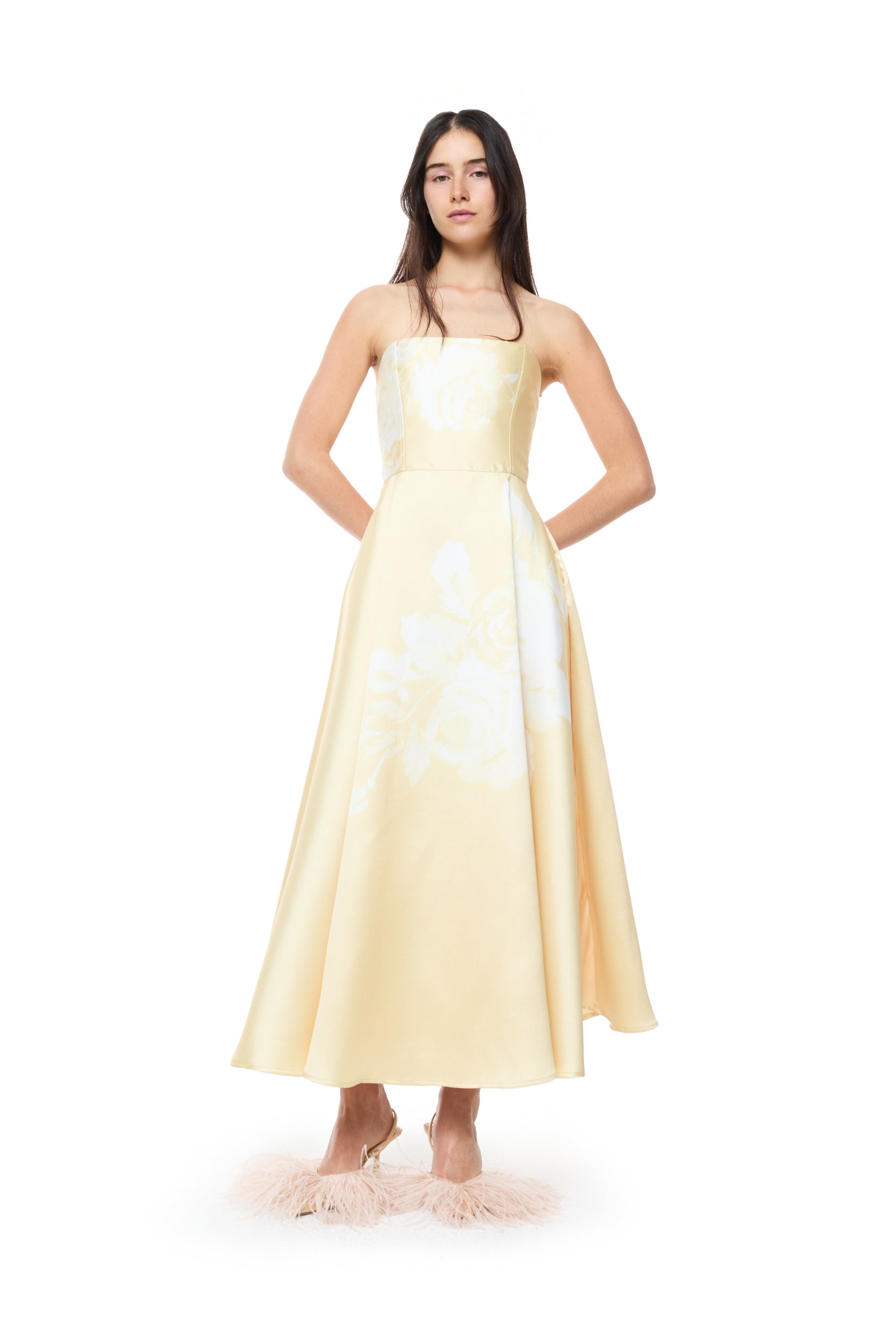 YELLOW STRAPLESS DRESS