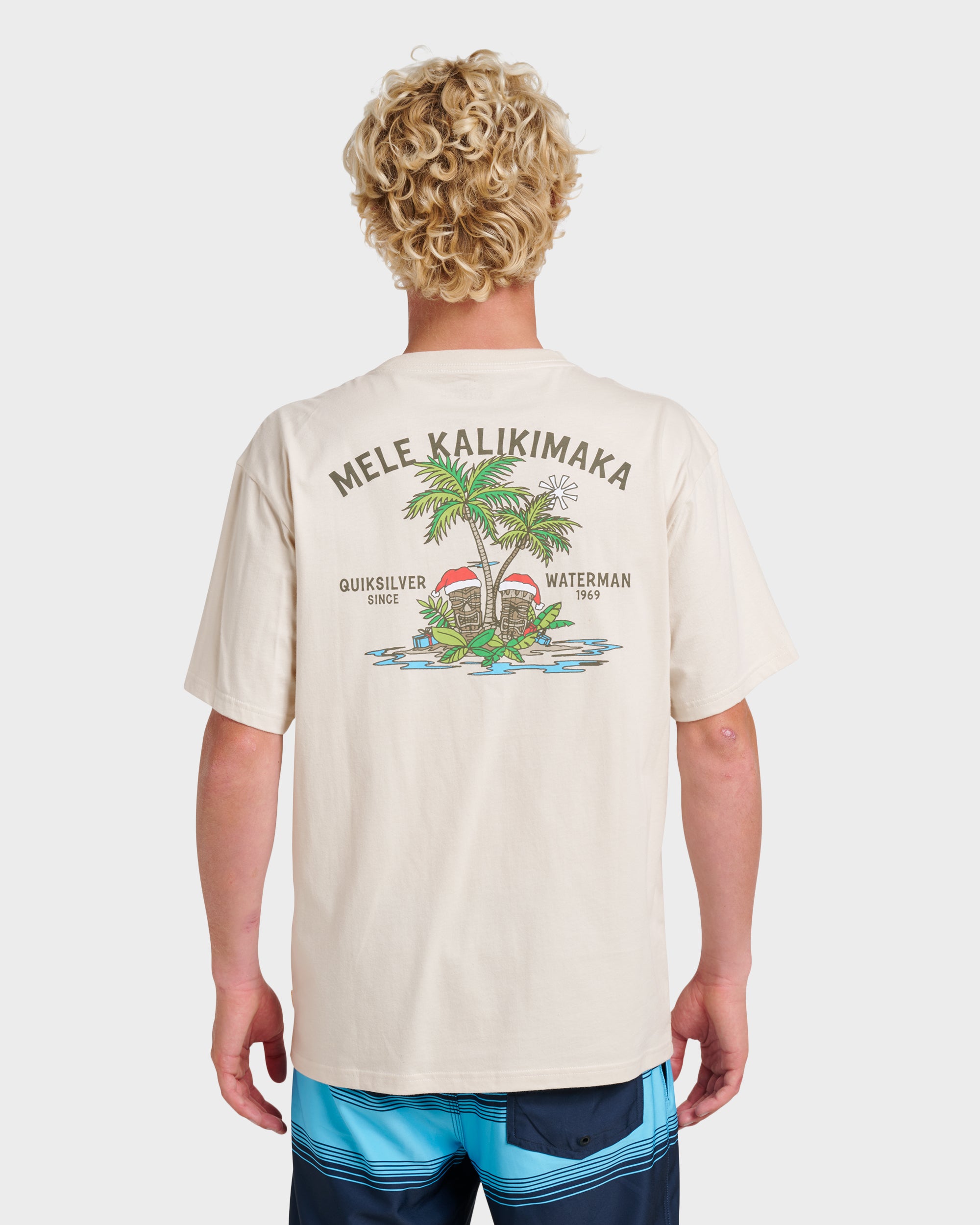 Image of Waterman Tiki Holiday Classic T-shirt - Moonbeam