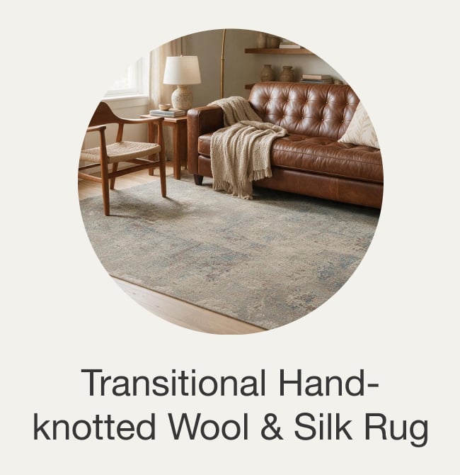Transitional Multi Colored Hand Knotted Wool Natural Silk Area Rug