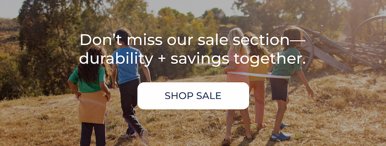Shop sustainable organic kids clothes on sale