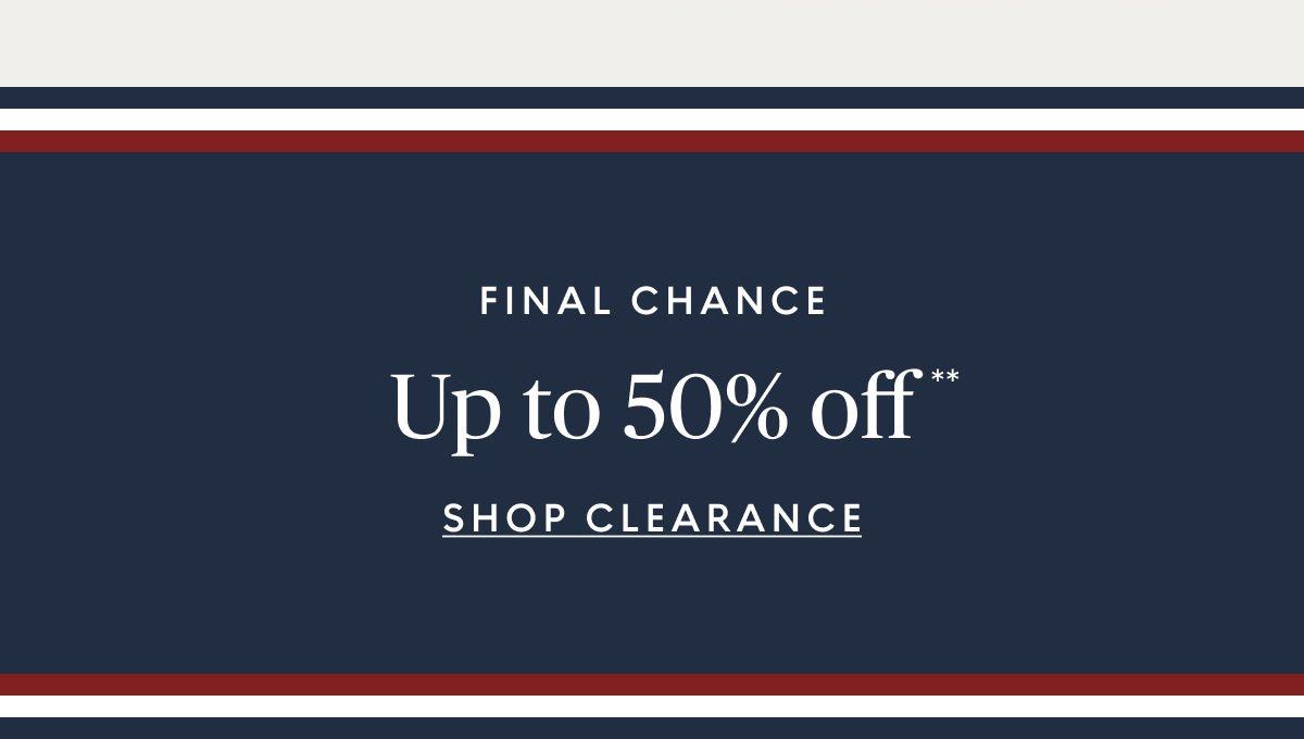 Clearance up to 50% off**
