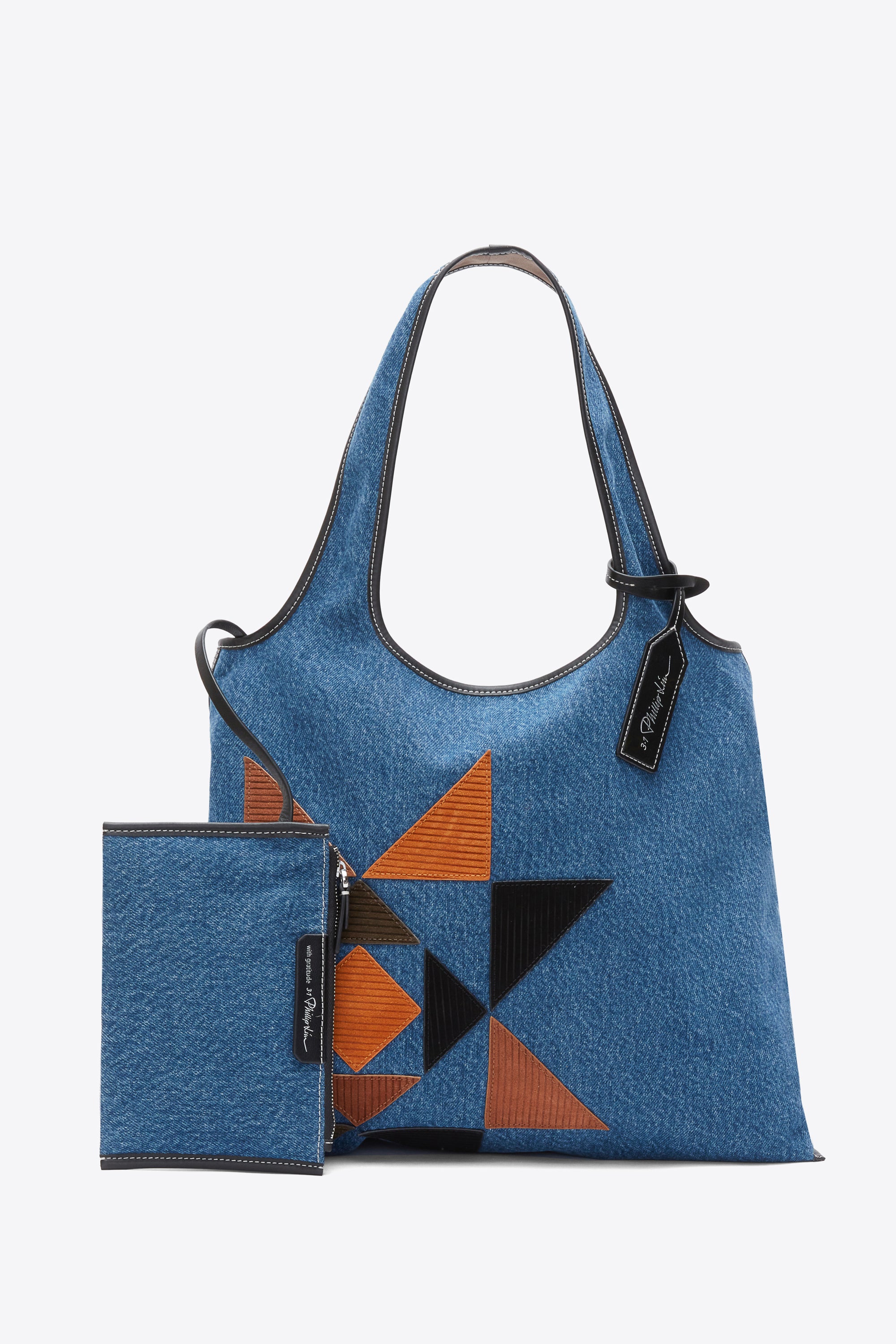 Image of Denim Suede Patch Market Tote