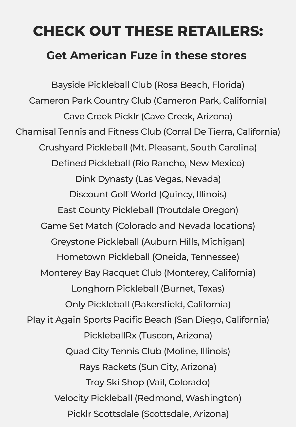 Get American Fuze in these stores