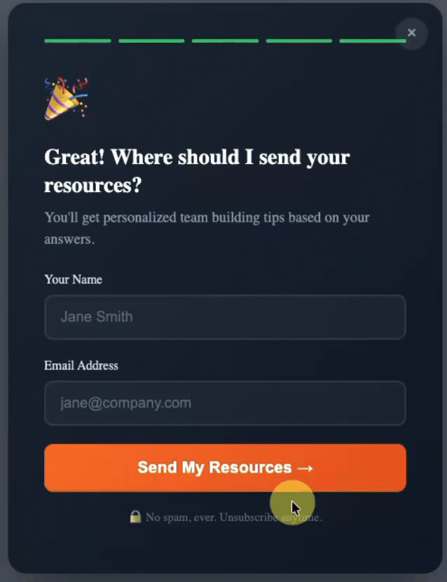 GIF of a multi-step form