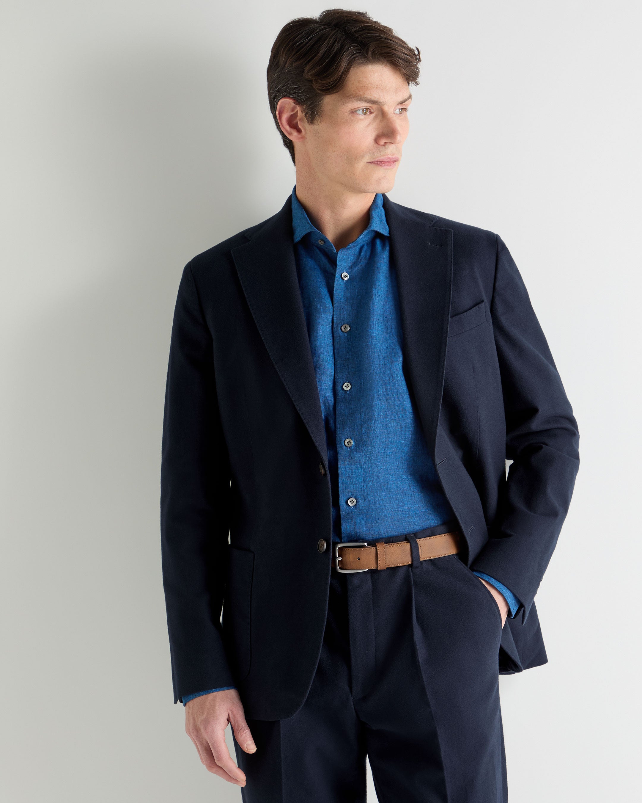 Image of Men's Monaco Flannel Cotton Jacket Navy Blue