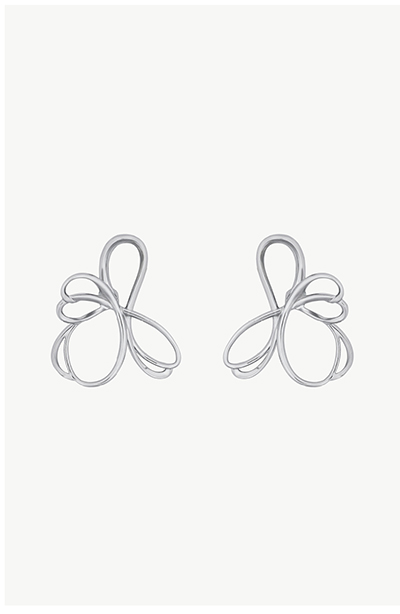 Threaded Flower Asymmetrical Clip-On Earrings