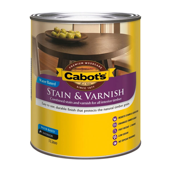 Cabot's 1L Walnut Water Based Stain And Varnish