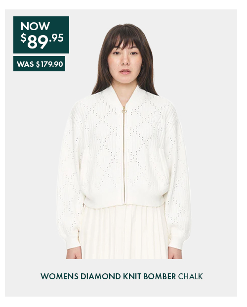WOMENS DIAMOND KNIT BOMBER CHALK