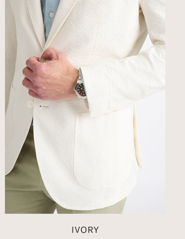 Ivory Stretch Seersucker Jacket