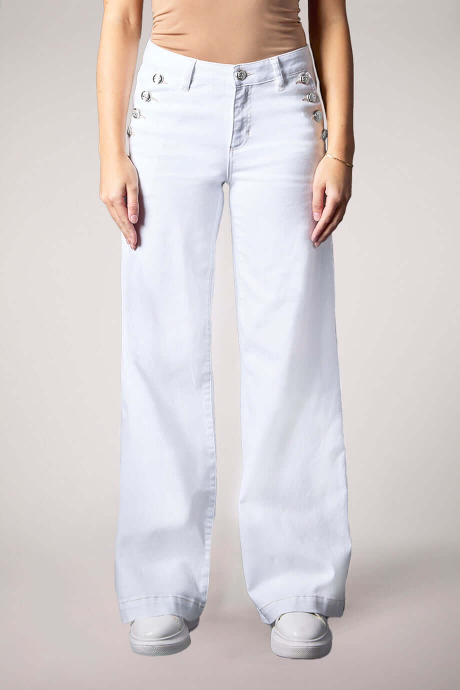 Ariana Mid Rise Wide Leg- White