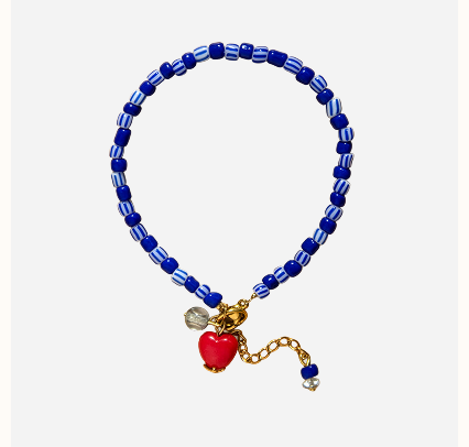 Blue Stripe Bead Bracelet