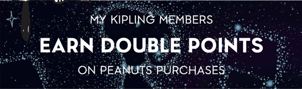 My Kipling members earn double points on Peanuts purchases