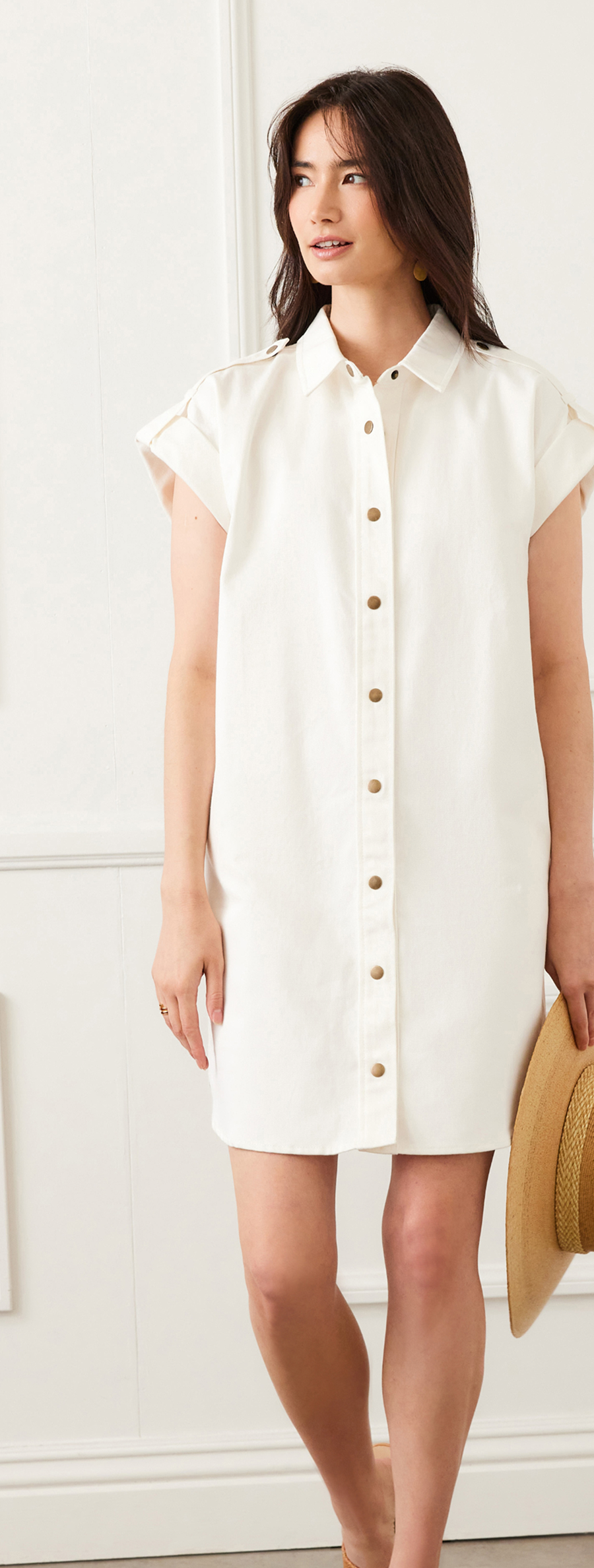 Cap Sleeve Denim Shirtdress