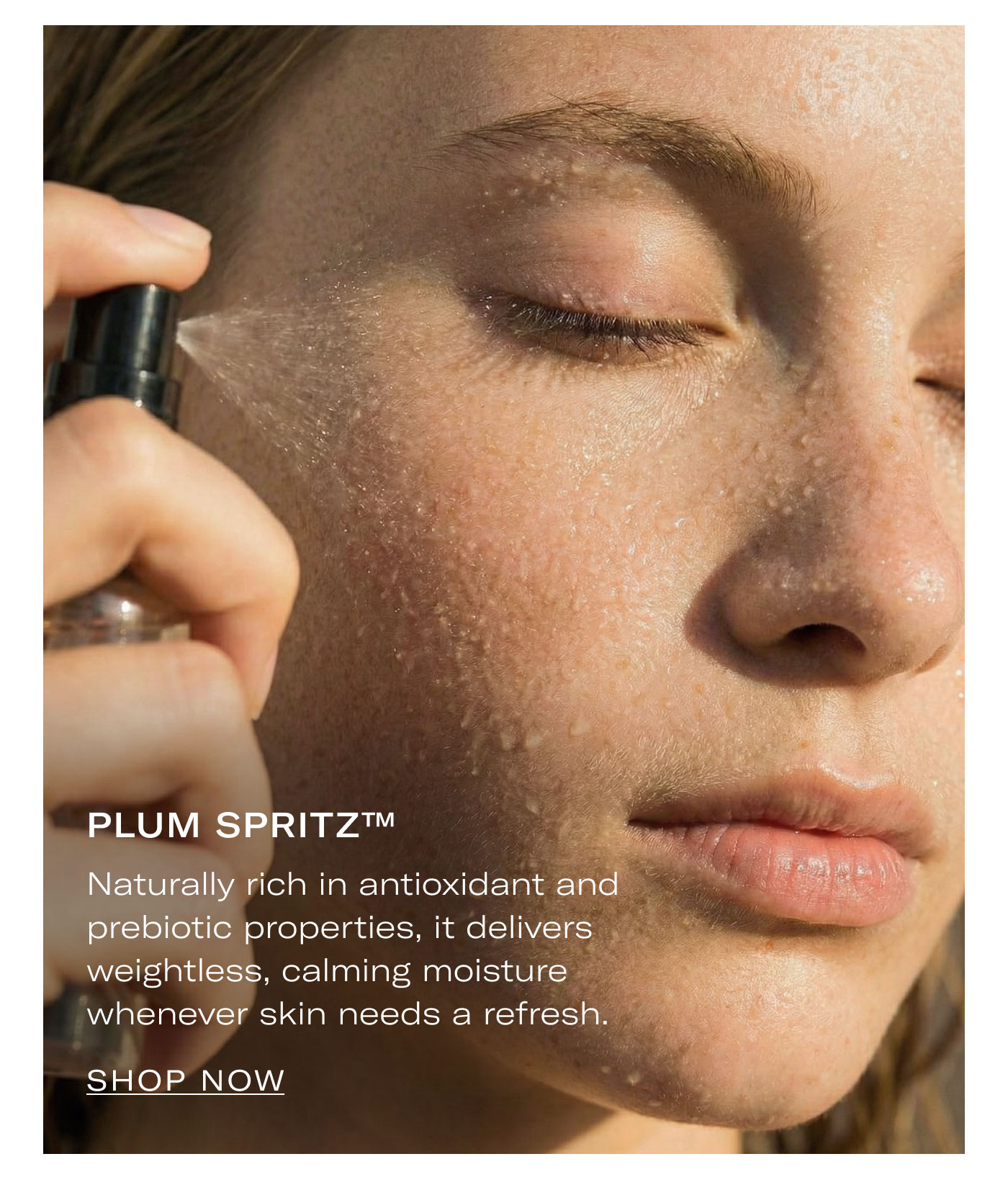 PLUM SPRITZ™  Naturally rich in antioxidant and prebiotic properties, it delivers weightless, calming moisture whenever skin needs a refresh.  SHOP NOW